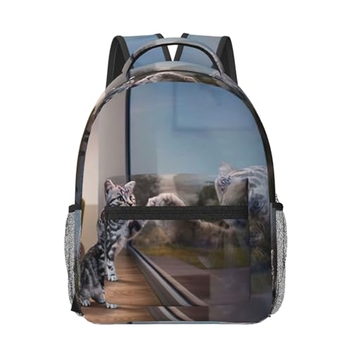 Sac à dos ordinateur EdWal avec imprimé chat et tigre réfléchissant noir taille unique