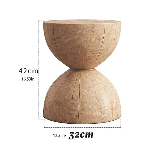 Image of Portable Side Tables Solid Wood End Table Creative Round Coffee Table Home Furniture Bedside Table Rustic Center Table