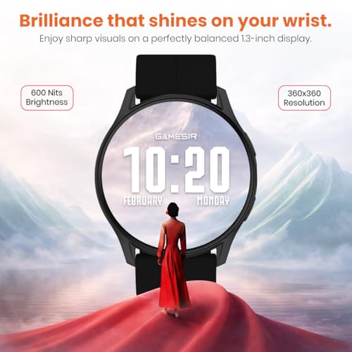Image of GameSir Evo Vista Smartwatch, 1.39 inch HD Round Display, Bluetooth Calling, Heart Rate & SPO₂, 100+ Sports Modes, IP67, Long Battery Life for Men & Women (Magnatic Black)