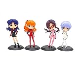 Trunkin Neon Genesis Evangelion - Figura de acción de goma | Juego de 4 figuras de manga Weeb de Asuka Langley Ayanami Rei Mari Mikanami Misato Katsuragi, 5.7 pulgadas, multicolor