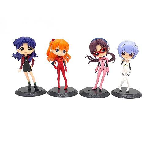 Image of Trunkin Neon Genesis Evangelion Rubber Action Figure | Set Of 4 Action Figure Asuka Langley Ayanami Rei Mari Mikanami Misato Katsuragi Collectible | 14.5 cm Weeb Manga Figurines,Multicolor