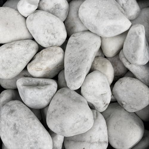 Sassi Ciottoli Bianco Carrara Decorazione Esterno Giardino Granulometria 40-60mm Confezione 25kg