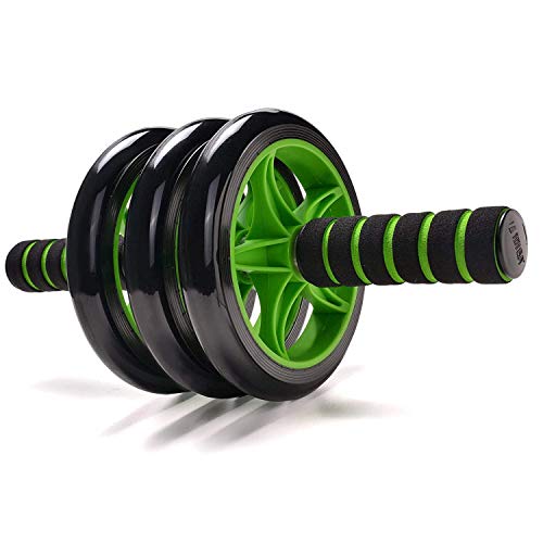 GETHOME Anti Skid Abdominal Ab Roller Exercise 3 Wheel with Knee Mat for Stomach Exercise Training and Exercise Fitness Gym Equipment Accessory Fitness for Man and Woman