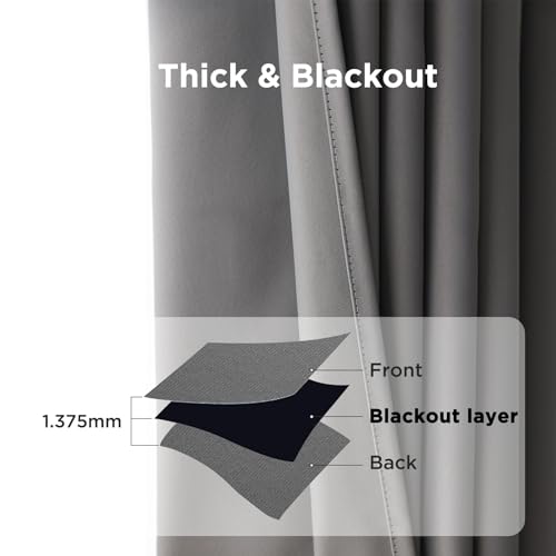 Joydeco Blackout Curtains for Bedroom 46 x 54 Inch, Eyelet Thermal Insulated Energy-saving Drapes for Room Darkening Light Filtering, Short Window Treatments 54 Inch Drop, 2 Panels - Dark Grey - Cosy Home Interiors Joydeco Blackout Curtains for Bedroom 46 x 54 Inch, Eyelet Thermal Insulated Energy-saving Drapes for Room Darkening Light Filtering, Short Window Treatments 54 Inch Drop, 2 Panels - Dark Grey - Image 3