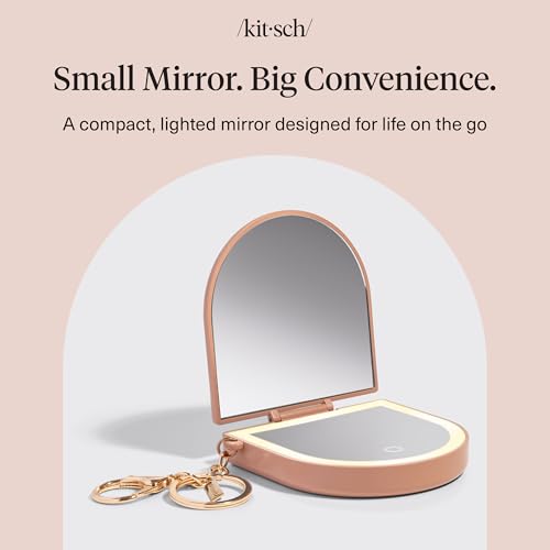 Kitsch Compact Mirror Cute Keychain - Terracotta - image 9