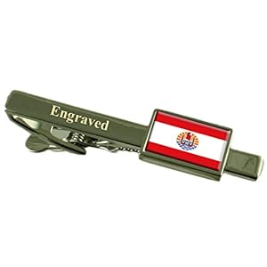 Franse Polynesië vlag gegraveerd gepersonaliseerde stropdas clip