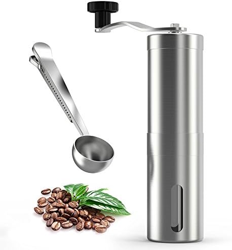 Manual Coffee Grinder, Coffee Grinders Burr Stainless Steel with Spoon