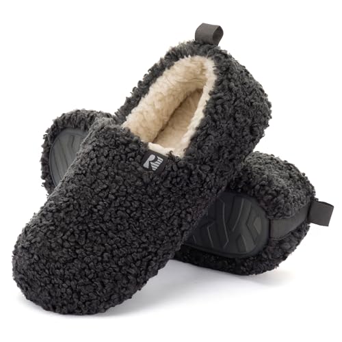 RockDove Zapatilla de Espalda Cerrada y Falso Shearling Puff-Ease para Mujer, 38 EU, Gris Oscuro