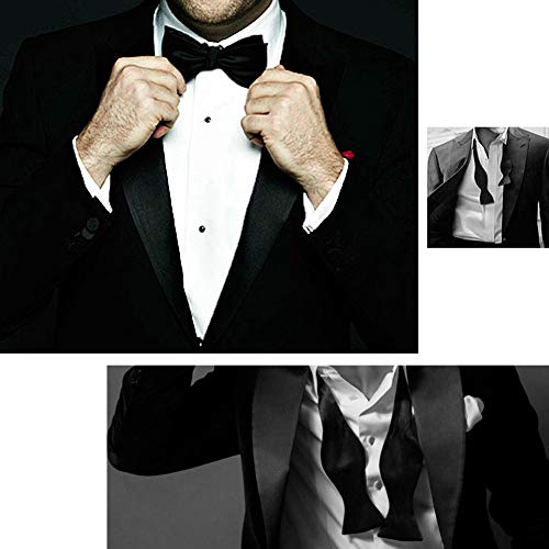 Ihomor 100% Silk Mens Bowtie Self Tie Bow Tie Bowtie Tuxedo Wedding Solid Color Formal Bow Ties For Man Many Colors (Black) #TOP3