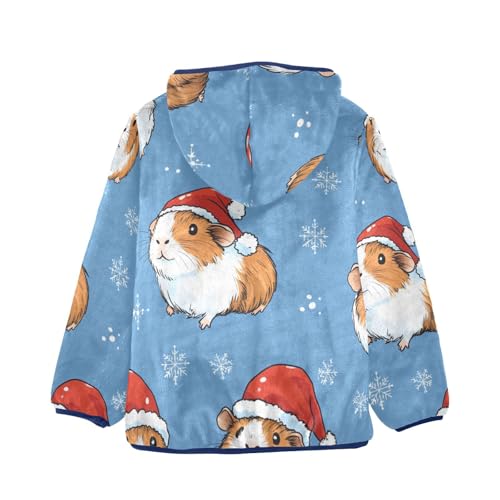 Little Guinea Pigs in Santa Hats Girls Fleece Jacket Girls Fall Jacket Girls Zip Up Hoodie Girls Sherpa Jacket 2-10T2