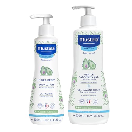 Image of Mustela Baby Bath Time Gift Set - Baby Skin Care Essentials with Natural Avocado - Contains Hydra Bebe Body Lotion 10.14 fl. oz. & Gentle Cleansing Gel 16.9 fl. oz. - 2 Items Set