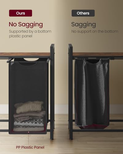 Image of VASAGLE Laundry Hamper with Shelf, 3 Pull-Out Bags, 3 x 10.6 Gallons (40 L)