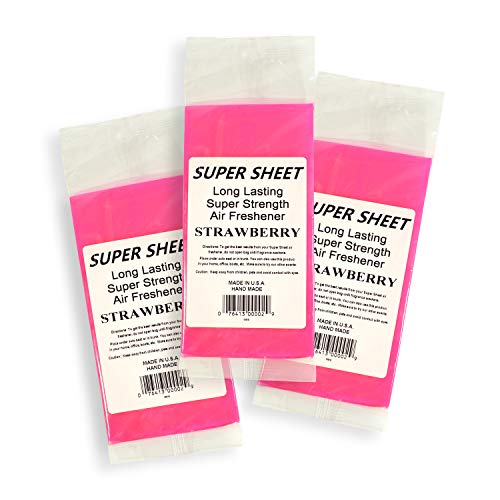 Image of Super Sheet Small (7.5 inchx3.75 inch) Under Seat Car Air Freshener, 3-PACK (Strawberry)