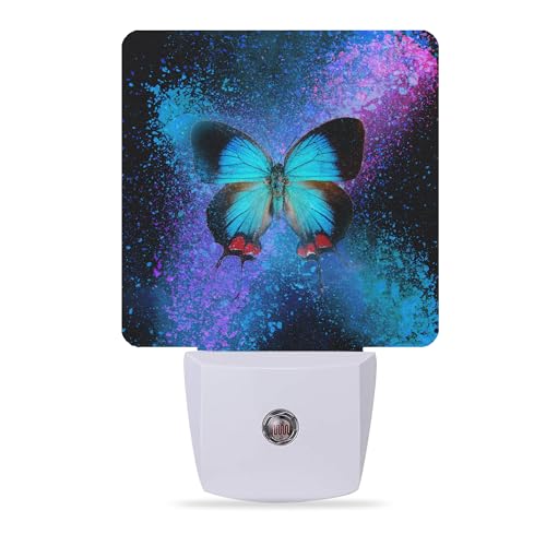 Image of Night Lights Plug into Wall Colorful Blue Butterfly Night Lights Dusk to Dawn Sensor Led Lamp for Women Men,Led Lights for Stairway /Hallway /Bedroom,0.5W