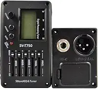 Captador SV-T750 com Afinador Digital e Equalizador de 5 Bandas - Kit Completo com Captador Piezo Ceramico e Base de Montagem - Preta