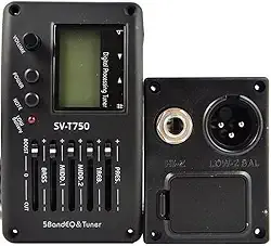 Captador SV-T750 com Afinador Digital e Equalizador de 5 Bandas - Kit Completo com Captador Piezo Ceramico e Base de Montagem - Preta