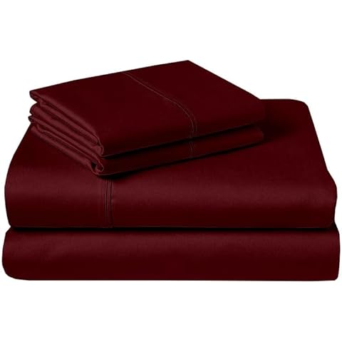 RV Short Queen Sheet Set - 400 Thread Count Egyptian Cotton Sheets for RV Camper Short Queen Size 4 PCs Sheet Sets - 15 Deep Pocket - Easy Fit - Short-Queen (60 X 75) Sheets, Burgundy Solid Cover