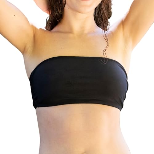 Haut de maillot de bain bandeau imprimé panthère noir en matière recyclée