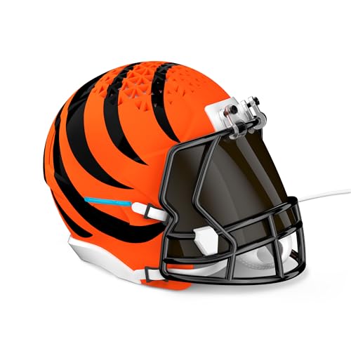 Image of NFL Echo Dot Bundle: Includes Echo Dot | Charcoal and Limited-Edition NFL Helmet Stand | Cincinnati Bengals. Available in All 32 NFL Team Designs. While supplies last.