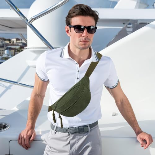 Cord Bauchtasche für Damen Herren, Modische Umhängetasche Crossbody Bag,Praktische Brusttasche Gürteltasche für Alltagsleben, Sport, Reisen, Laufen, Schule (Grün)