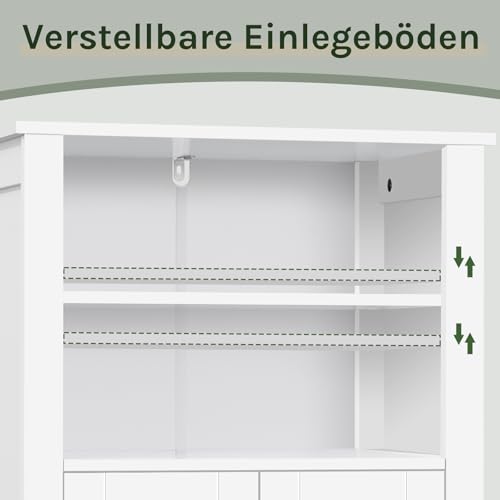 EUGAD Badschrank Badzimmerschrank Küchenschrank Beistellschrank Kommode in Schlafzimmer Flur aus MDF mit verstellbare Regalebene Weiß 92.5x30x50cm