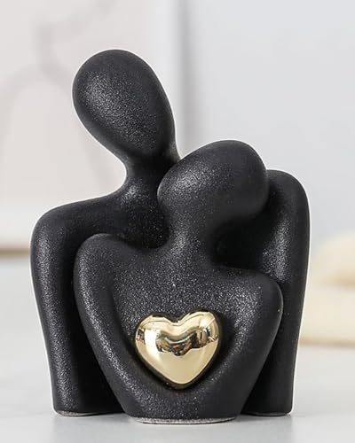 Estatua decorativa pareja cerámica negra grande miniatura 3