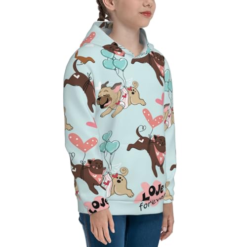 Cute Pug Dogs Kids Pullover Hoodies Boys Sweatshirts Girls Athletic Clothes with Pocket3