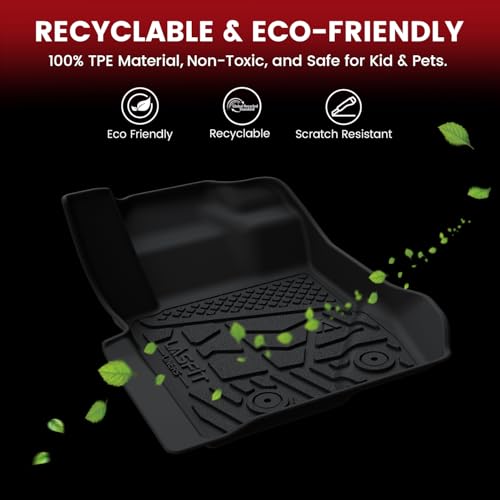 Image of LASFIT Floor Mats for Toyota Tundra 2007-2011 Double Cab (Not Fit CrewMax or Regular Cab), Custom Fit All Weather Protection TPE Easy Clean Floor Liners for Tundra Front&Rear 2 Row Car Mats
