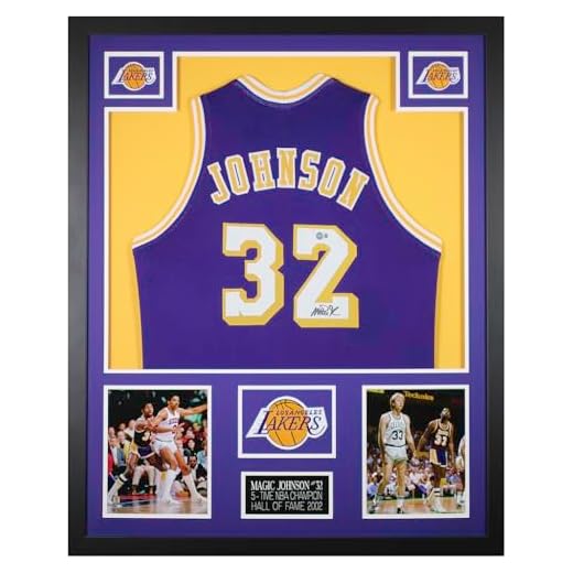 Magic Johnson Autographed & Framed Purple Los Angeles Jersey Auto Beckett COA
