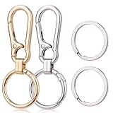 LUCKINEE Metal Keychains Keyring with Carabiner Clip, Spring O Ring for Men Women, Anti-Lost Quick Release Metal Key Ring Organizer Holder for Home Car Keys Key Finder