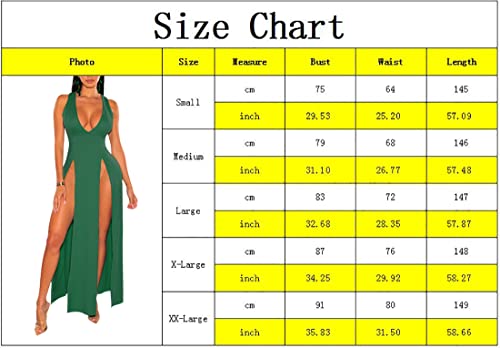 Image of Women's Sexy V Neck Sleeveless High Split Club Party Maxi Dresses