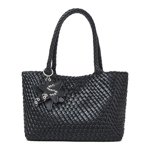 Bolso tote tejido para mujer con cartera miniatura 2