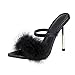 RTPR Sandales à talons hauts pour femme - Sandales à talons hauts avec talon bloc - Sandales en peluche - Stiletto - Pour mariage, Noir , 39 EU