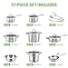 Duxtop Professional Stainless Steel Pots and Pans Set, 17PC Induction Cookware Set, Impact-bonded Technology