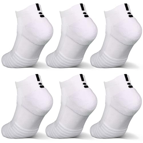 Ankle Socks Athletic Running Low Cut Cushioned Anti-Blister Tab Sports Socks for Men Women 6 Pairs