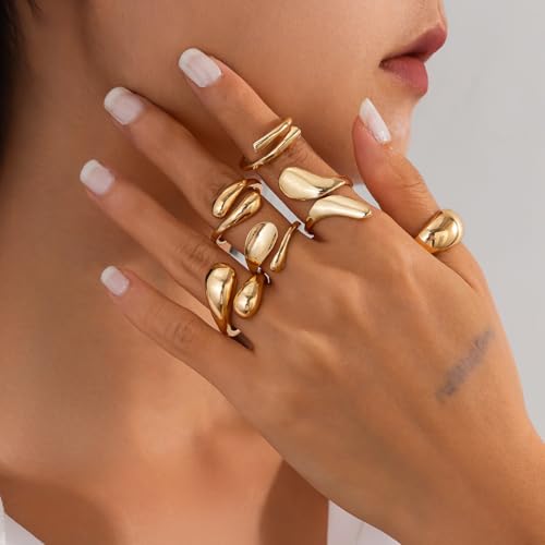 Image of Shining Diva Fashion Combo Set Gold and Silver Plated Rings for Women and Girls Stylish