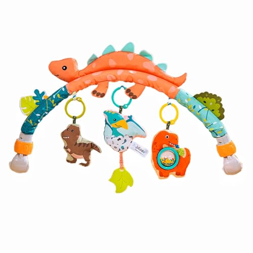 XVVXベッドメリー ぶら下げおもちゃ ベビーカーおもちゃ ベビーベッドクリップ ベビーカークリップ 挟むだけ ベッドふら下げベル すくすく遊び 脳を育む 聴覚に刺激 アクティビティアーチ チャイルドシート おでかけ 簡単に眠り 発育促進 出産祝い 寝かしつけ ベビーベッドおもちゃ ベビーカー赤ちゃんの感覚を刺激します (恐竜のベイビー)