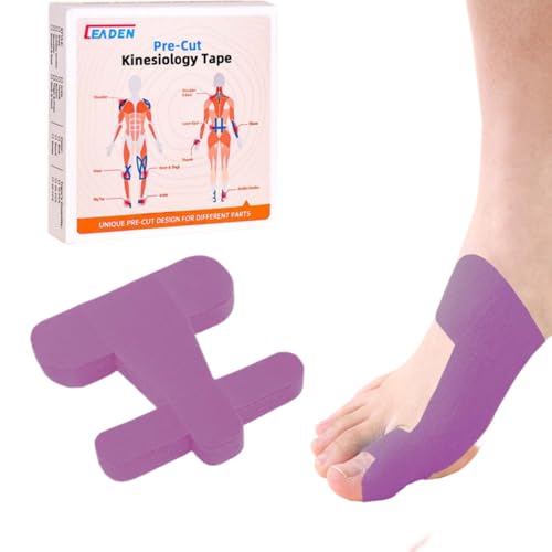 Image of Precut Kinesiology Tape for Bunion, 40 Pcs, Bunion Corrector & Relief, Big Toe Support and Pain Relief, Breathable Hypoallergenic Latex-Free Tape (Purple)