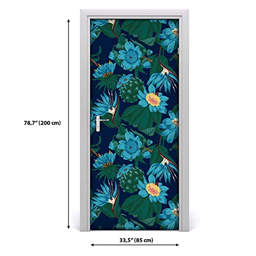 Papier peint sur la porte étiquette imperméable et lavable fleurs - 3