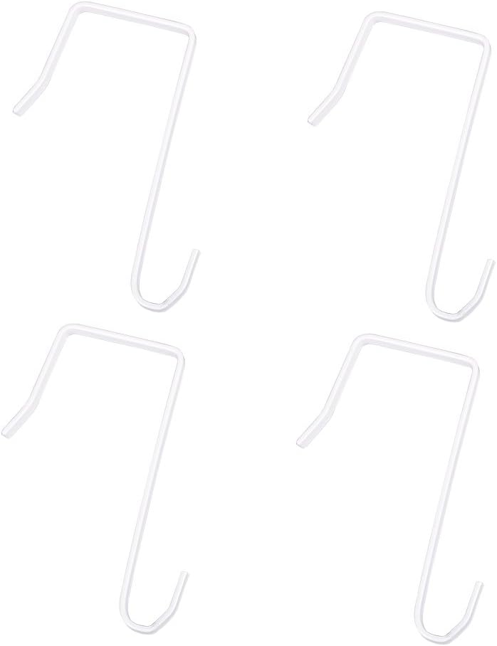 4 Packs Over the Door Hanger Hook Pocket Chart Hanging Hooks Metal Space Saving Organizer for Coat, Towel, Bag, Robe,Clothes - White