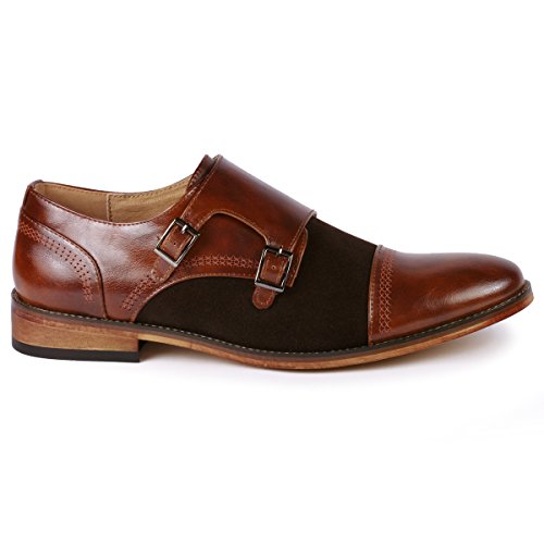 Metrocharm MC135 Men's Double Monk Strap Cap Toe Slip On Oxford Dress Shoes2