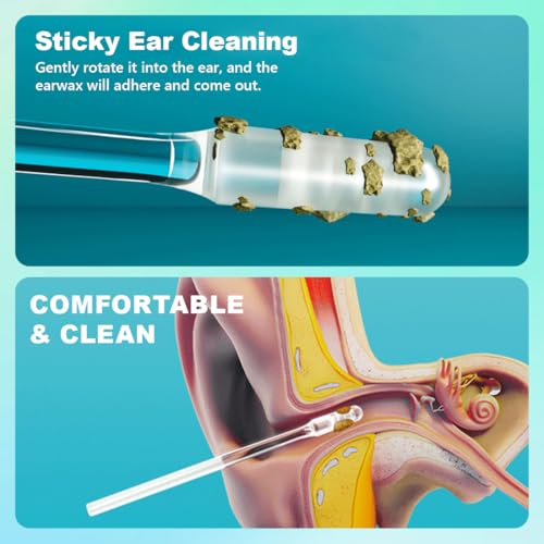 Miniatura 4 de Bepsyom 48 Piezas Sticky Earpick, Limpiador De Cera Para Oídos, Bastoncillos Reutilizables Y Lavables, Herramienta De Limpieza Suave Y Segura Para Adultos