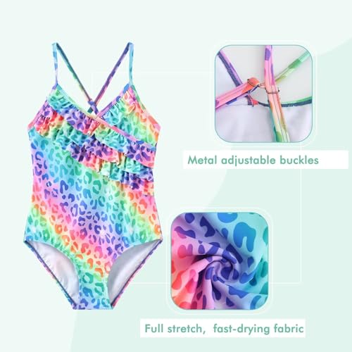 Image of Moon Tree Girls One Piece Swimsuits Ruffle Swimwear Beach Bathing Suit 2-14 Years