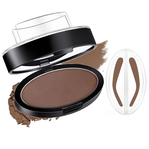 Waterproof Eyebrow Stamp & Powder Kit - Long Lasting Smudge Proof Brow Tint for Natural Looking Brows in 1 Second Easy to Use for Beginners with Dark Eyebrow Tint and Stencil Kit