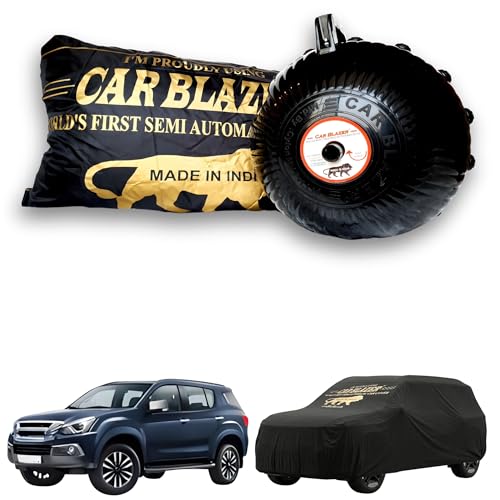Image of CARBLAZER Portable & Semi-Automatic Full Body Car Covers: Heavy Duty Device| Anti-Theft| Dust & Scratch Proof | Water & Wind Resistant|Custom Fit| Dual-Side Cover, Compatible for Isuzu MU-X