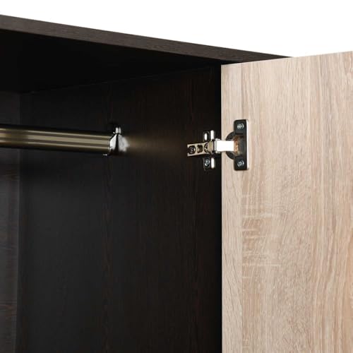 Image of Nilkamal Willy Neo 4 Door Wooden Wardrobe with Mirror for Bedroom | Almirah with 7 Shelves, 2 Hanging Rods, 1 Lockable Drawer | Clothes Cupboard | Engineered Wood | Wenge & Sonoma Oak