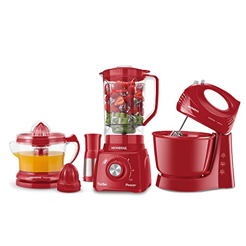 Conjunto Mondial, Liquidificador + Batedeira + Espremedor, 110V - KT-105-R