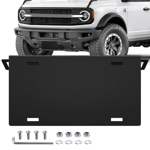 Image of Nilight Front License Plate Bracket Fit for Ford Bronco 2 /4 Door 2021 2022 2023 2024 2025 2026 Steel License Plate Mounting Holder Heavy-Duty Modular Bumper no Drilling Required Rattle-Free Black