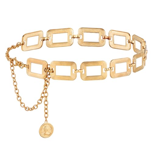 Gold Metal Chain Belt, Waist Chains for Women Ladies Fashion Chunky Link Chain Belts for Dresses Jeans