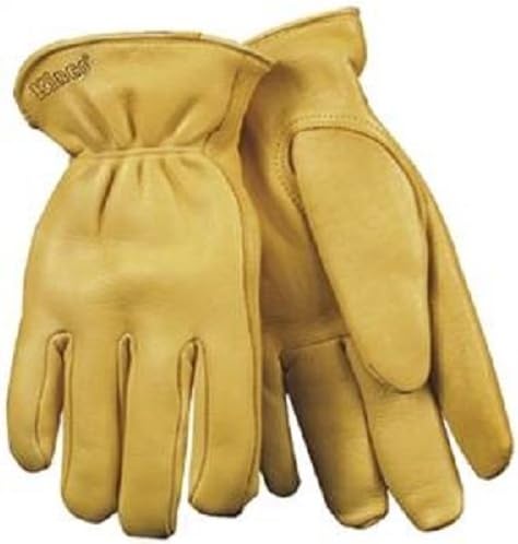 KINCO INTERNATIONAL 90HK-L HeatKeep 90HK Driver Gloves, Men's, Large, Deerskin Leather, Yellow, Thermal Lining